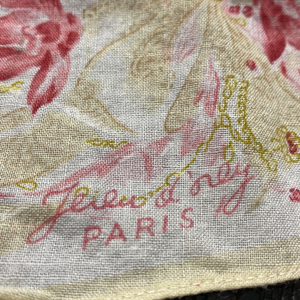 Antique Victorian Era Floral Lady Portrait Handkerchief Box & Paris Hanky! - Picture 9 of 14